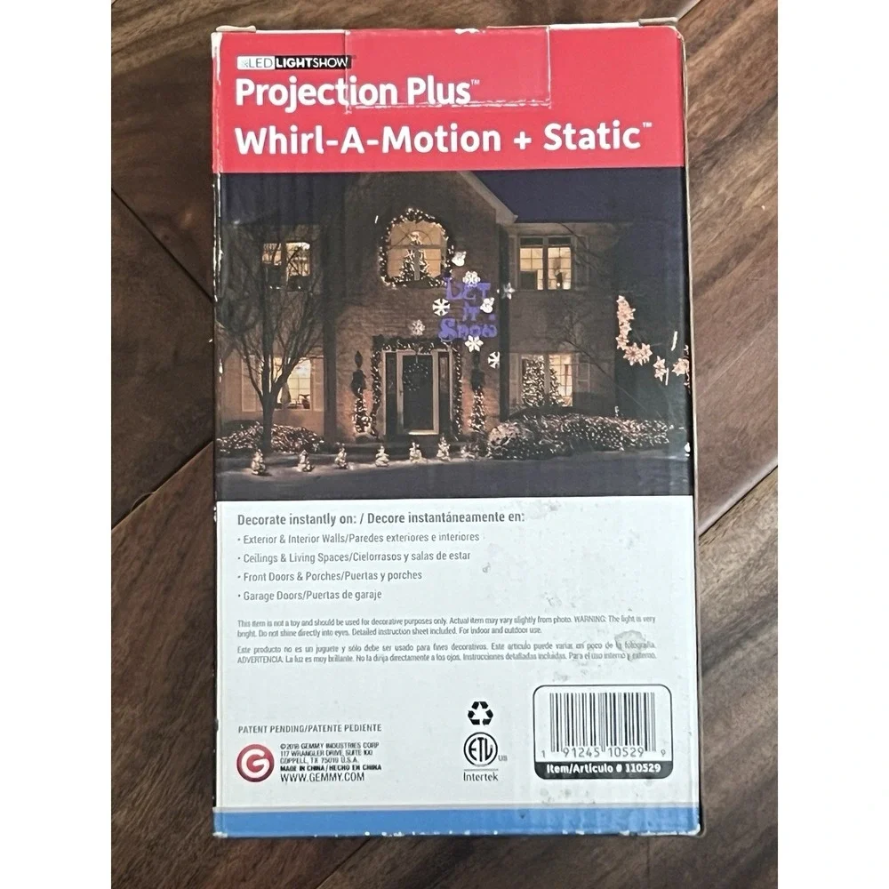 LED LIGHT SHOW Christmas PROJECTION PLUS WHIRL-A-MOTION+STATIC (Let It Snow)